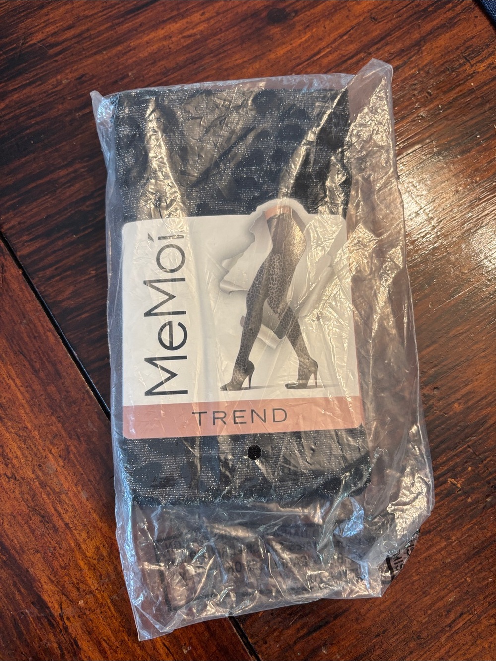 MeMoi Black Leopard Shimmer Sheer Trend Tights